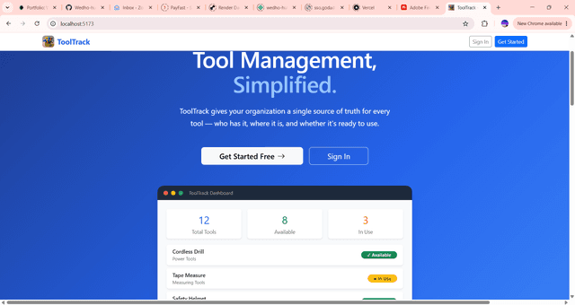 Tool Tracking App — Full-stack inventory management system